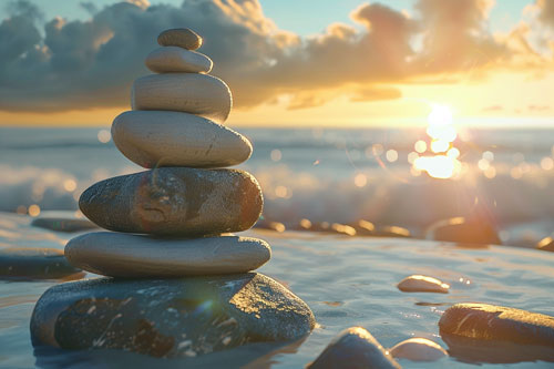 image of several river-rocks stacked on top of each other